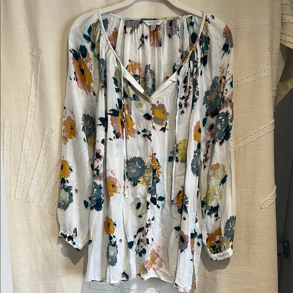 Lucky Brand Floral Peasant Shirt – Size 1XL